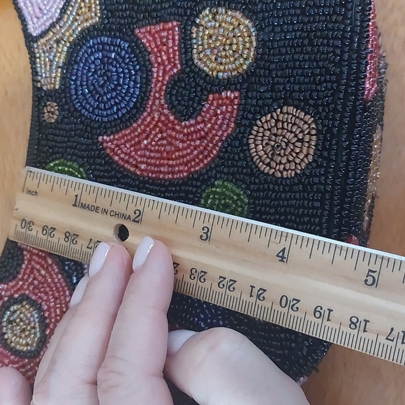 🔖 Black Millefiori Beaded Small Bag Zipper - Picture 7 of 9